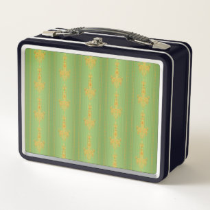 Baroque floral pattern with border metal lunch box