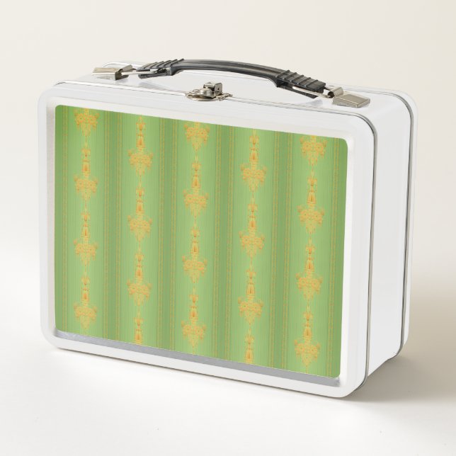 Baroque floral pattern with border metal lunch box (Front)
