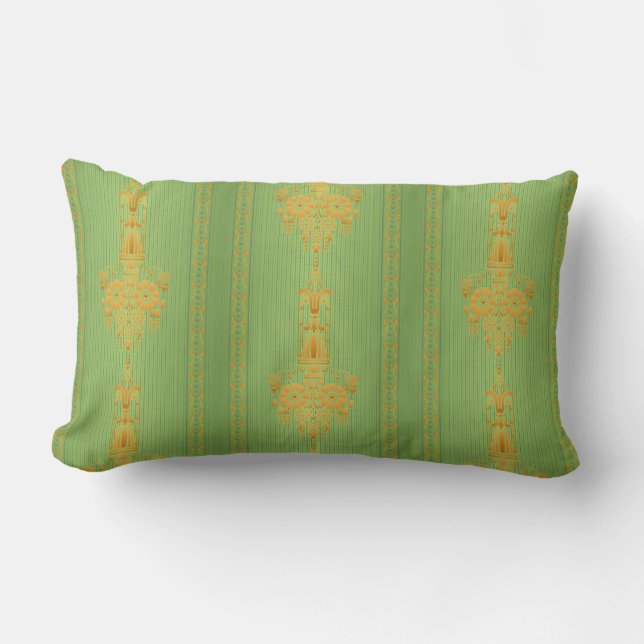 Baroque floral pattern with border V2020 Lumbar Pillow (Front)