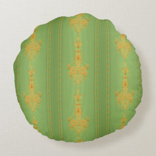 Baroque floral pattern with border V2020 Round Pillow