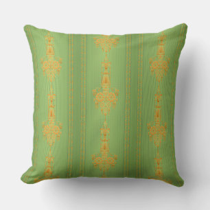 Baroque floral pattern with border V2020 Throw Pillow
