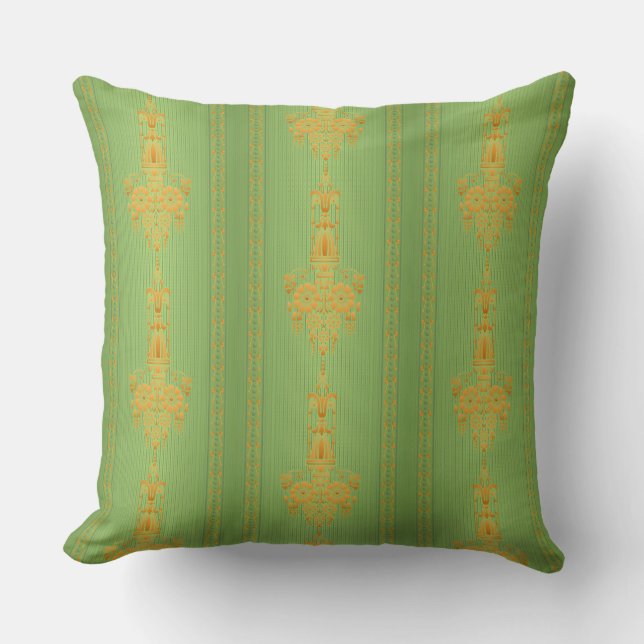 Baroque floral pattern with border V2020 Throw Pillow (Front)