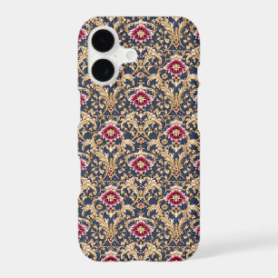 Baroque Floral Royal sur Fond Bleu Profond