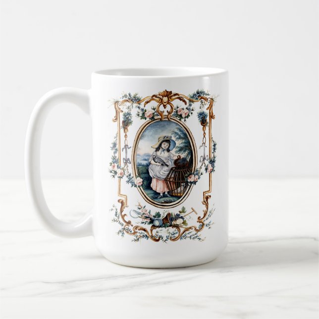 Baroque Floral Vignettes by Jean-Baptiste Huet Coffee Mug (Left)