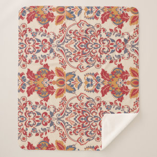 Baroque Floral Vintage Wallpaper Design Sherpa Blanket