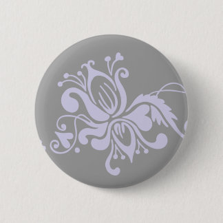 Baroque Flower - Grey and Light Lilac 2 Inch Round Button