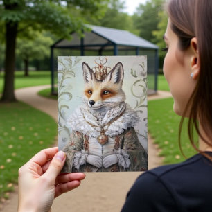 Baroque Fox Royal Queen Portrait Design Postcard