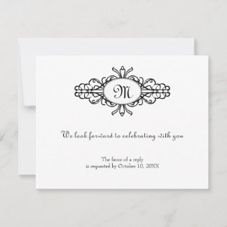 Baroque frame monogram wedding rsvp response card