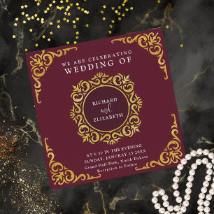 Baroque Frame Royal Burgundy Ornamental Invitation