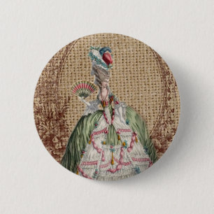 baroque french country burlap Marie Antoinette 2 Inch Round Button