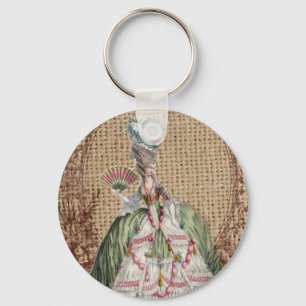 baroque french country burlap Marie Antoinette Keychain