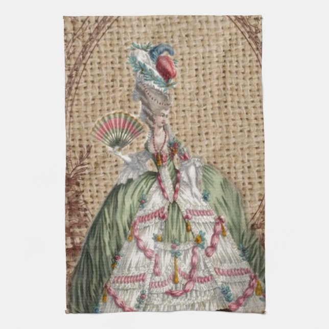 baroque french country burlap Marie Antoinette Kitchen Towel (Vertical)
