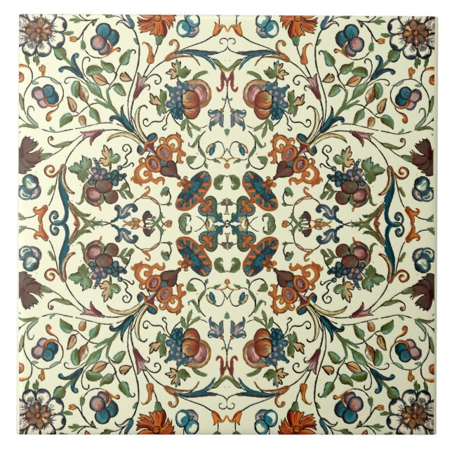 Baroque Fruit & Flowers Pattern Tile (Front)