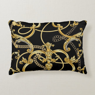 Baroque Gold Chains Seamless Pattern Accent Pillow