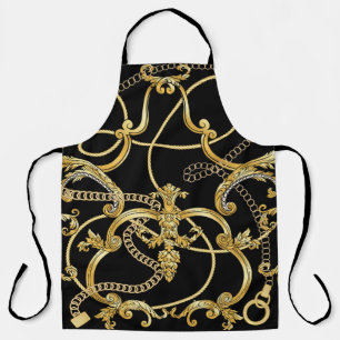 Baroque Gold Chains Seamless Pattern Apron