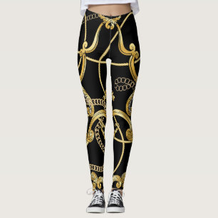 Baroque Gold Chains Seamless Pattern Leggings