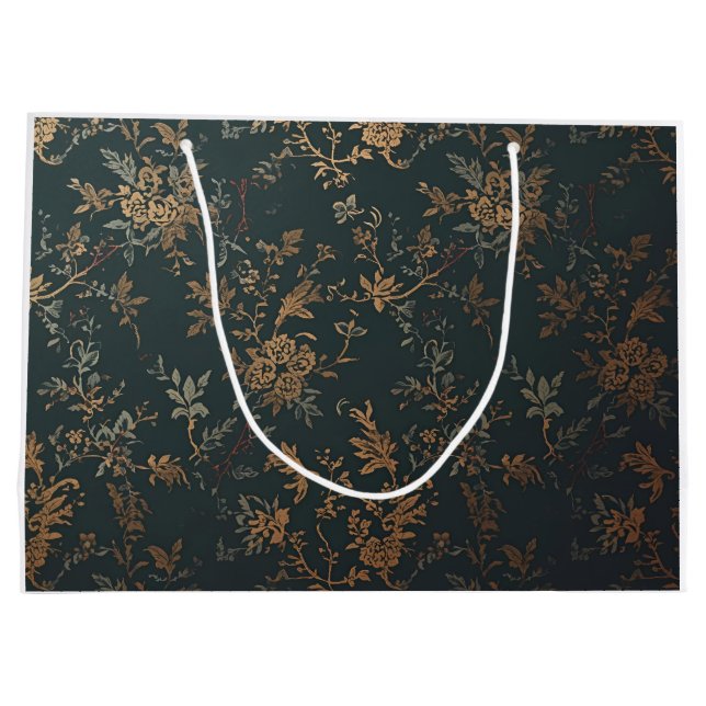 Baroque Gold Floral Gift Bag – Gothic Victorian  (Back)