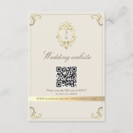 Baroque Gold QR Code Wedding Enclosure Card
