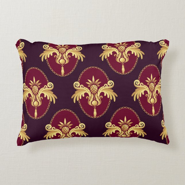 Baroque Gold Sconce Magenta Pattern Accent Pillow (Front)
