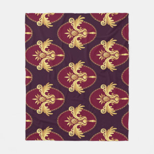 Baroque Gold Sconce Magenta Pattern Fleece Blanket