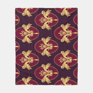 Baroque Gold Sconce Magenta Pattern Fleece Blanket