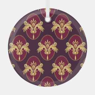 Baroque Gold Sconce Magenta Pattern Glass Ornament