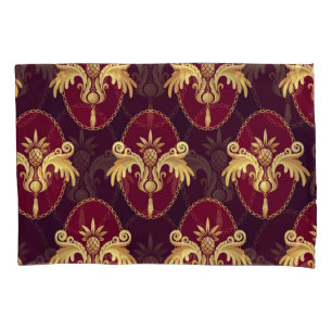 Baroque Gold Sconce Magenta Pattern Pillowcase