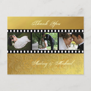 Baroque Gold tone wedding Thank you postcards