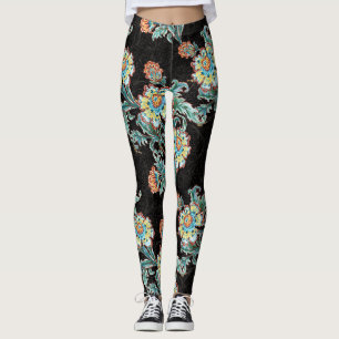 Baroque Golden Floral Elegant Leggings