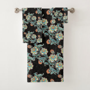 Baroque Golden Floral Elegant Wedding  Bath Towel Set