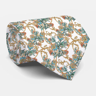Baroque Golden Floral Elegant Wedding Tie