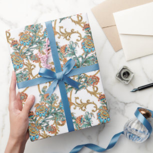 Baroque Golden Floral Elegant  Wrapping Paper