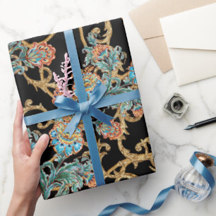 Baroque Golden Floral Elegant  Wrapping Paper