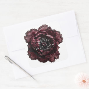 Baroque Gothic Peonies Wedding Square Sticker