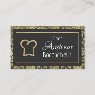 Baroque Grey and Gold Chef Hat Business Card