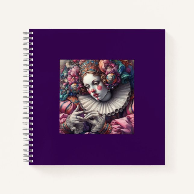"Baroque Harlequin Elegance – Artistic Spiral Note Notebook (Front)