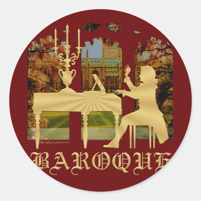 Baroque harpsichord classic round sticker (Front)