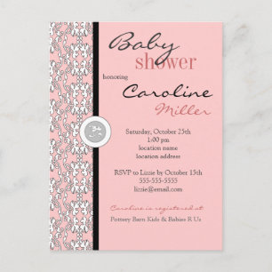 Baroque in Pink Baby Shower Invitation Postcard
