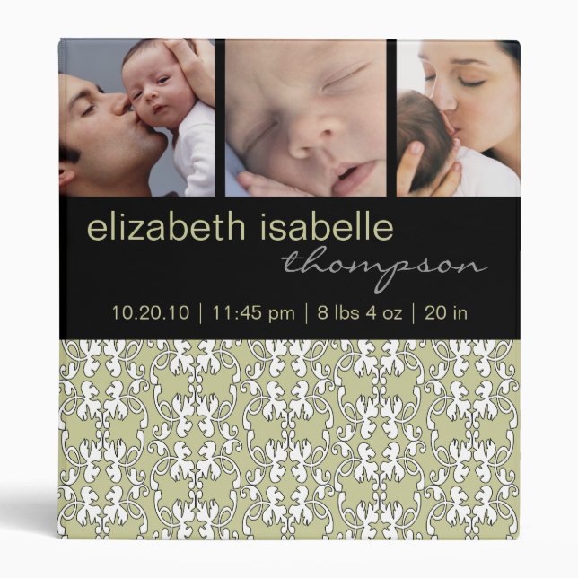 Baroque in Sage Baby Photo Binder (Front)