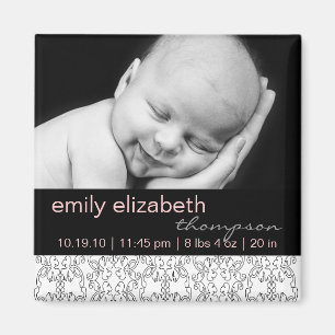 Baroque in White Baby Girl Photo Magnet