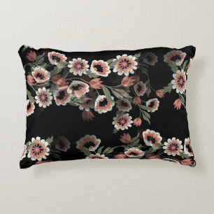 Baroque-Inspired Botanical Soft Pinks and Greens Accent Pillow