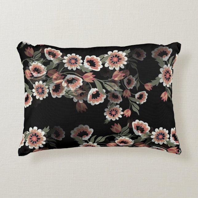 Baroque-Inspired Botanical Soft Pinks and Greens Accent Pillow (Front)