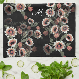 Baroque-Inspired Botanical Soft Pinks and Greens Kitchen Towel