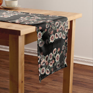 Baroque-Inspired Botanical Soft Pinks and Greens Medium Table Runner