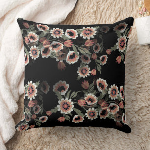 Baroque-Inspired Botanical Soft Pinks and Greens Throw Pillow