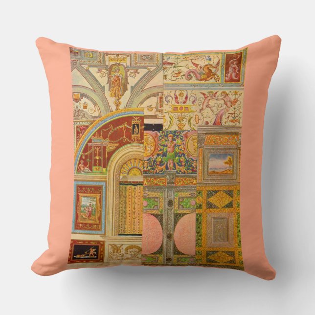 baroque Italian motifs collage Throw Pillow (Front)