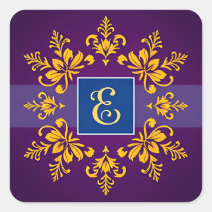 Baroque Letter E Personalized Decor & Gift ✨🖤 Square Sticker