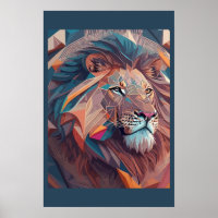 Baroque Lion Head | Geometric Constructivism Art