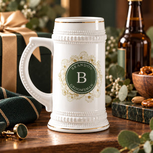 Baroque Monogram Groomsmen Beer Stein
