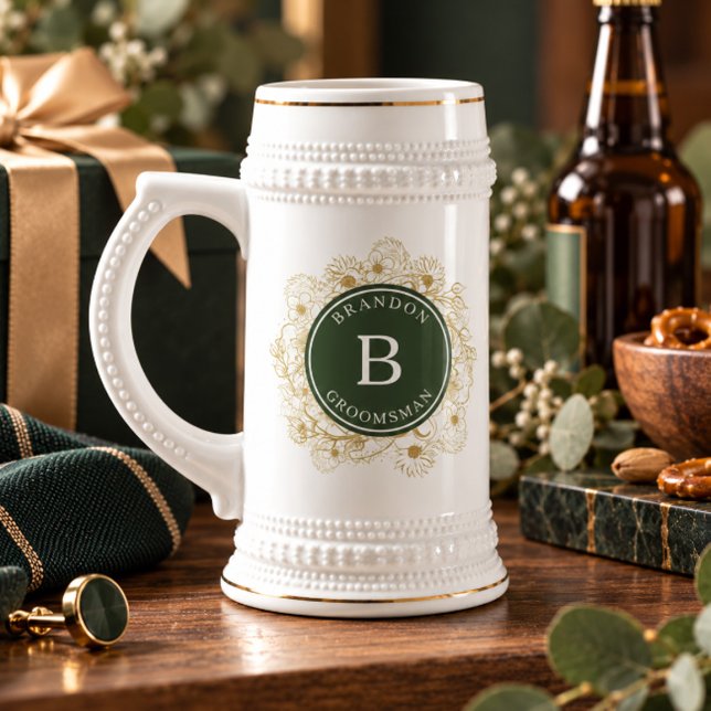 Baroque Monogram Groomsmen Beer Stein (Creator Uploaded)